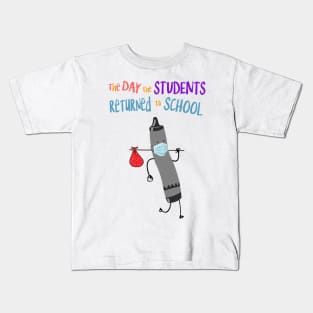 The Day The Students Returned To School  Crayon Black Funny Shirt Kids T-Shirt